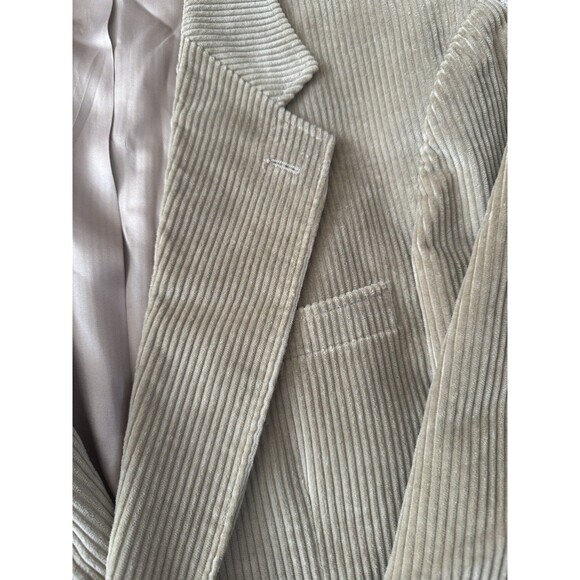 VINTAGE Lands End Mens 40L Tan Corduroy Blazer Sport Coat Jacket Elbow Patches - Picture 5 of 12